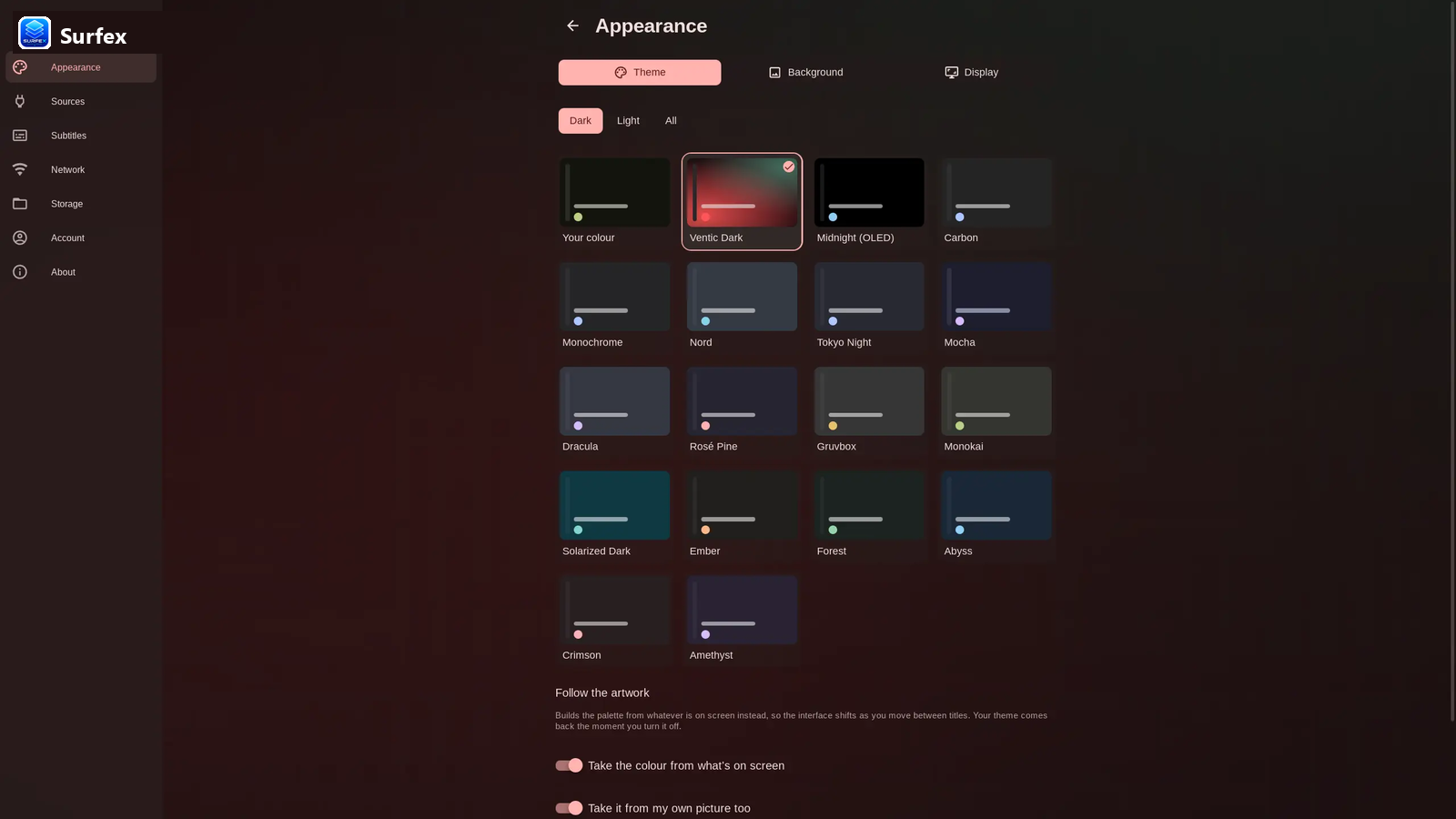 Surfex Appearance & Themes